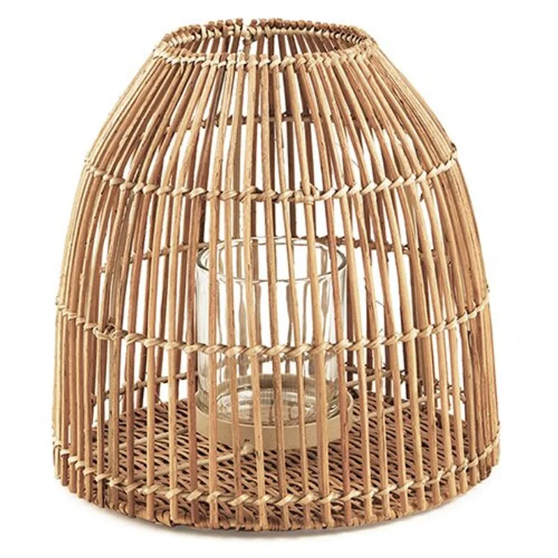 Lanterna de fibra natural em rattan 26X27cm bege Mart