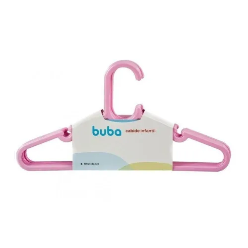 KIT COM 10 CABIDES INFANTIL ROSA BUBA CIA BEBÊ 3296819 - ROSA