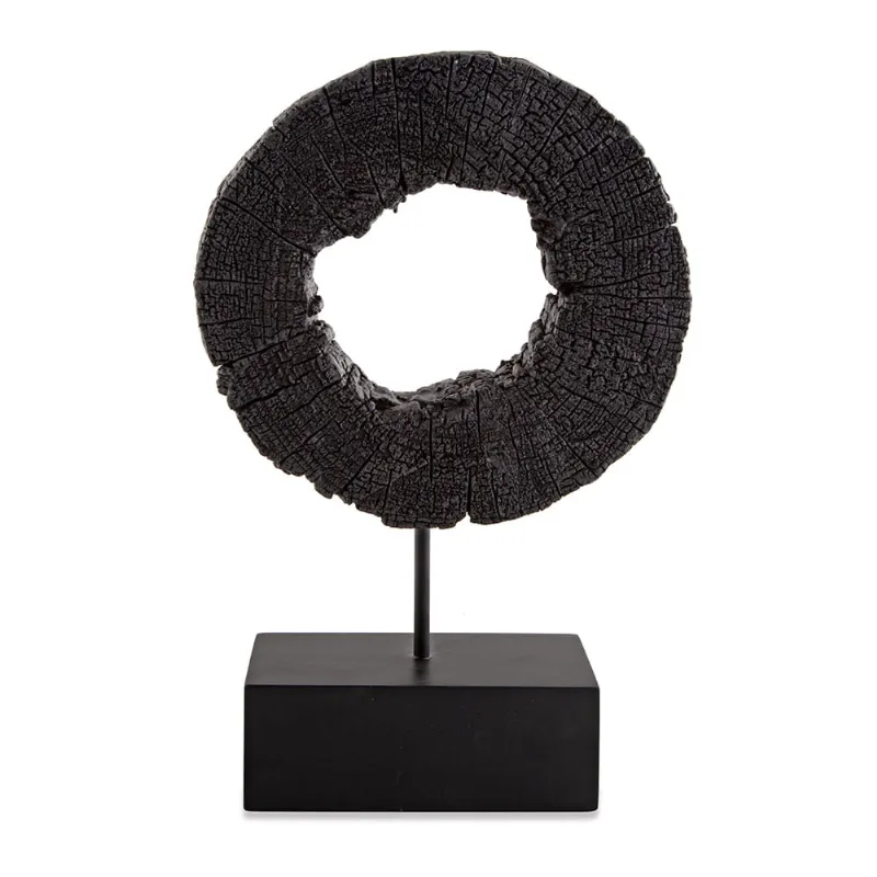 Escultura Decorativa "Circulo" Em Poliresina Preto 43,5x10 Cm - D'Rossi