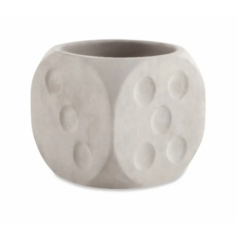 Cachepot Dado em Cimento Grande Branco Mart