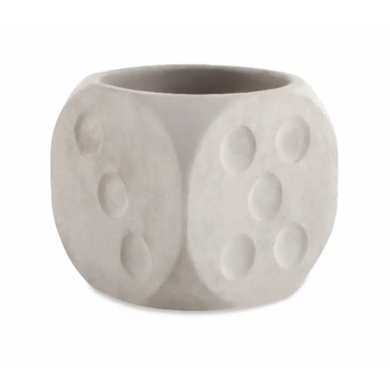Cachepot Dado em Cimento Médio Branco Mart