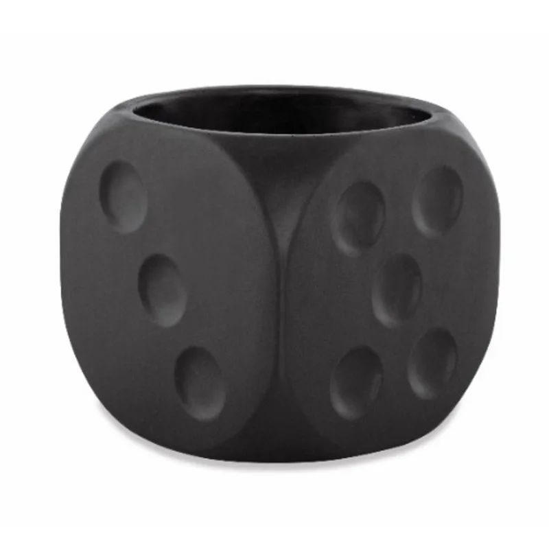 Cachepot Dado em Cimento Médio Preto Mart