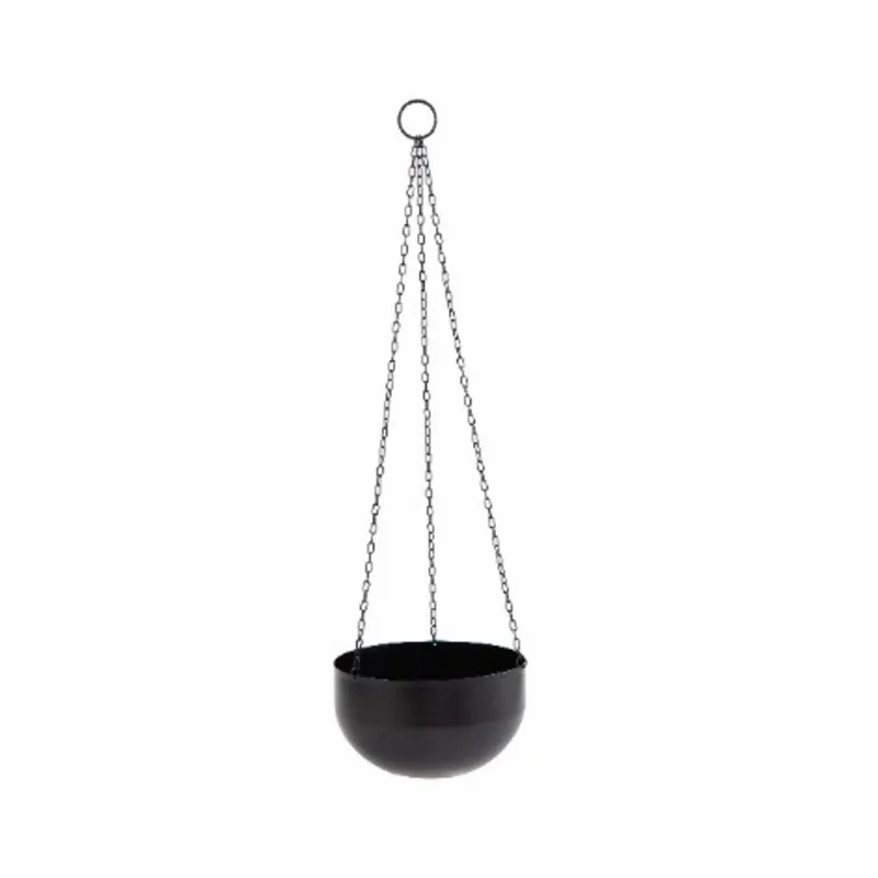 Cachepot Pendente em Metal 14,5x25cm c/ Corrente 72,5cm Preto Mart