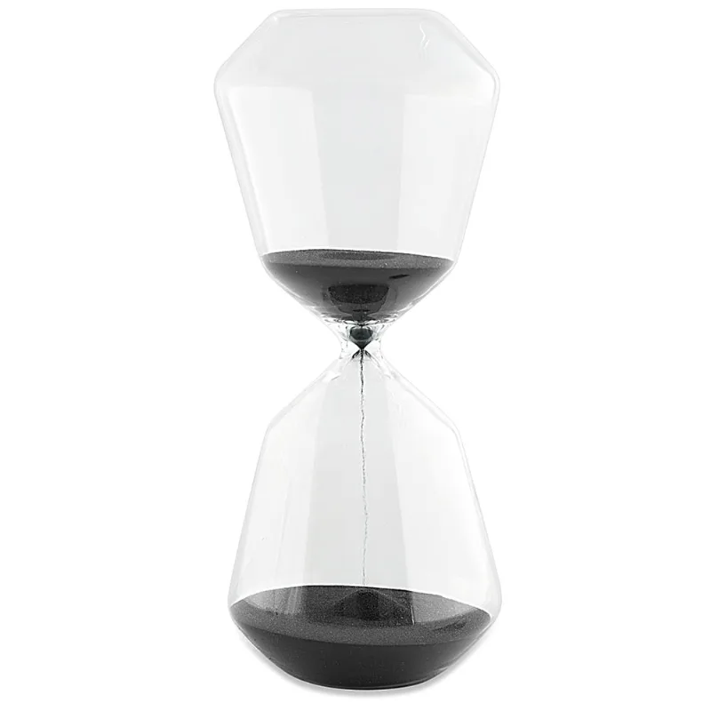 Ampulheta Em Vidro Areia Preta Adorno Decorativo 16cm Mart