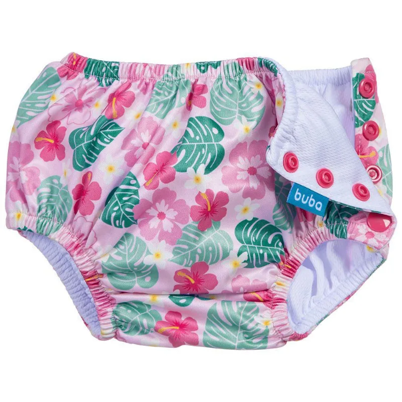 Biquíni de Banho Com Fralda Reutilizável Buba Folhas G