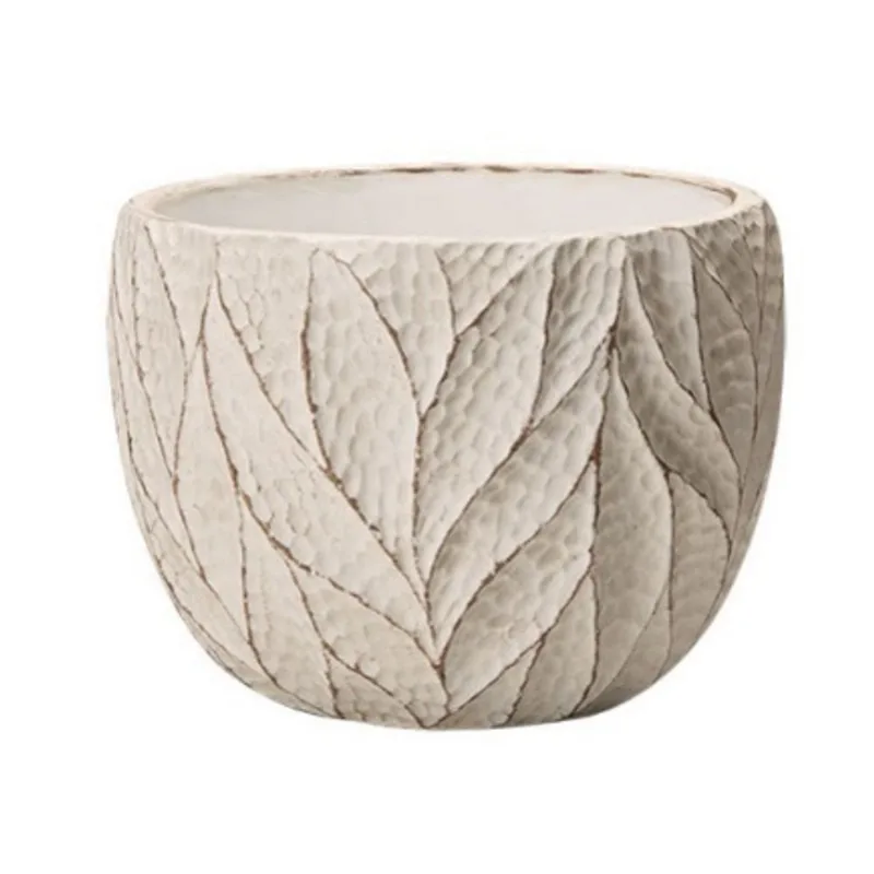 Cachepot Em Cimento Off White 15x18x18cm Mart