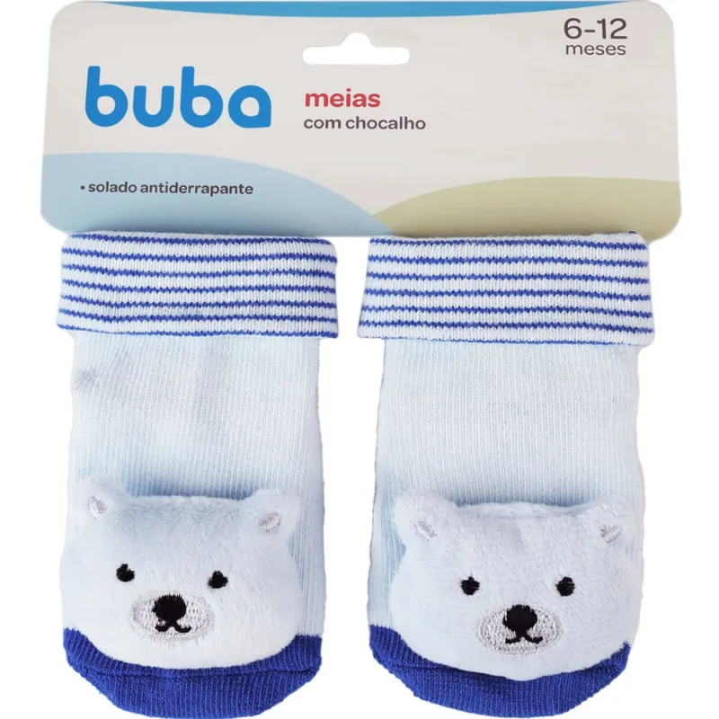 Meias antiderrapantes com chocalho urso - buba