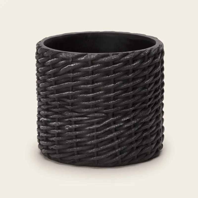 Cachepot Em Cimento Preto 17X 19X 19Cm