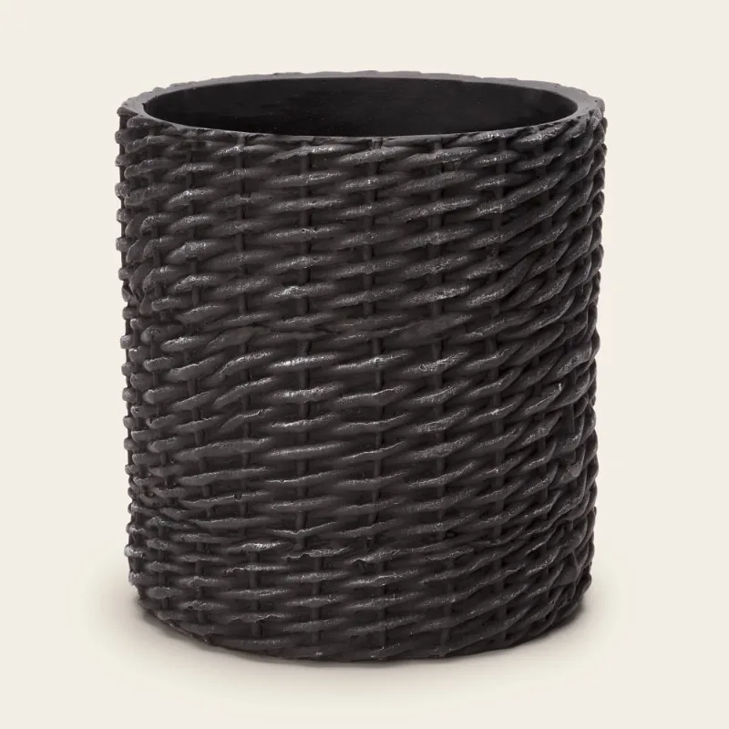 Cachepot Em Cimento Preto 25X 23X 23Cm