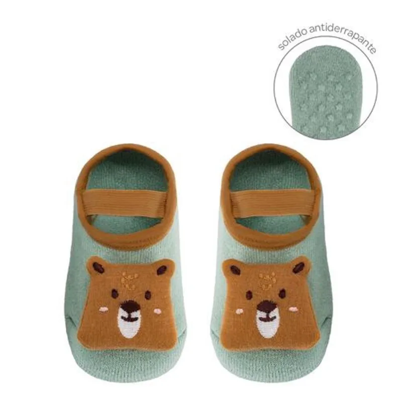 Meia sapatilha com aplique urso - M buba