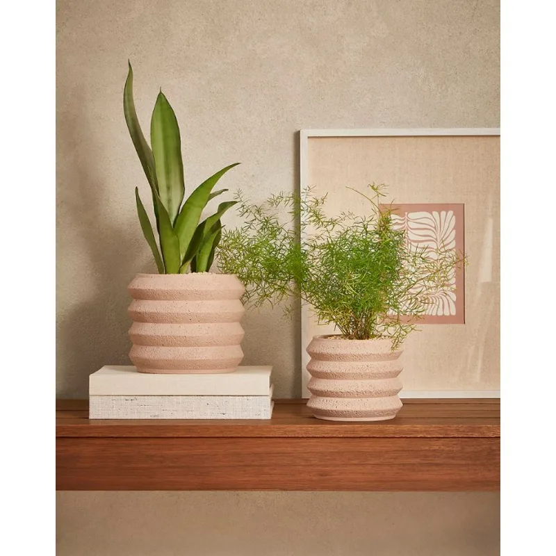 Cachepot Em Cimento Rosa 13X 16X 16Cm
