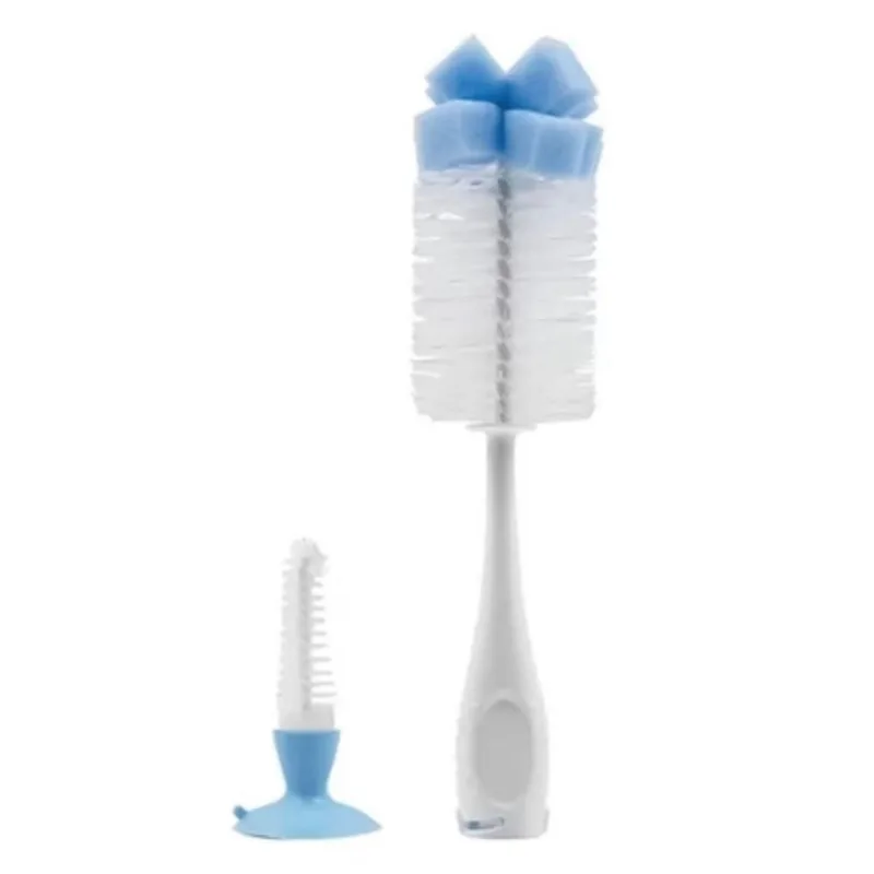 Escova Mamadeira Com Ventosa E Limpador De Bico Azul Buba