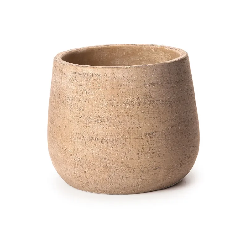 Cachepot Em Cimento Bege 16,5X 19X 19Cm