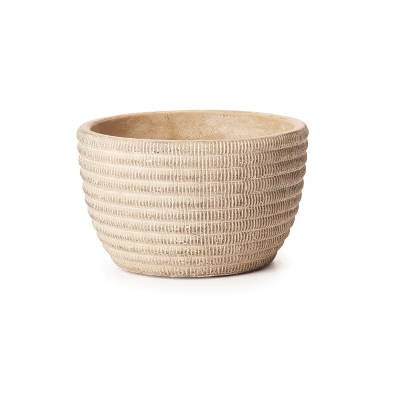Cachepot Em Cimento Bege 9,5X 15,5X 15,5Cm