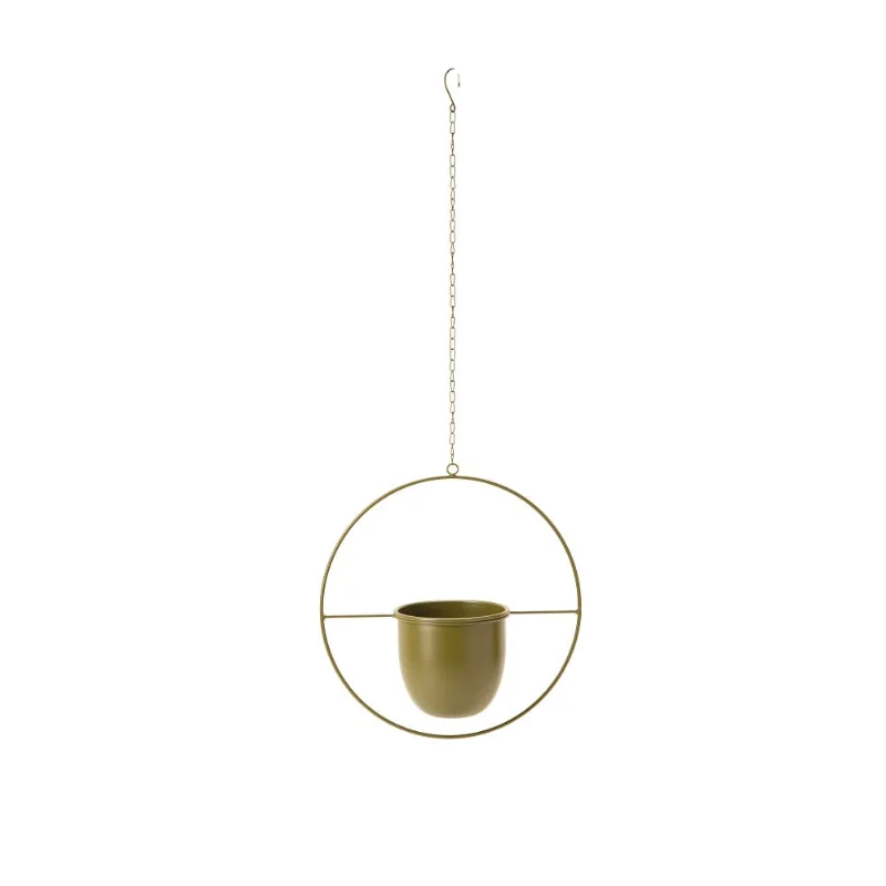 Cachepot Pendente Em Metal Verde 83,5X 33,5X 15Cm
