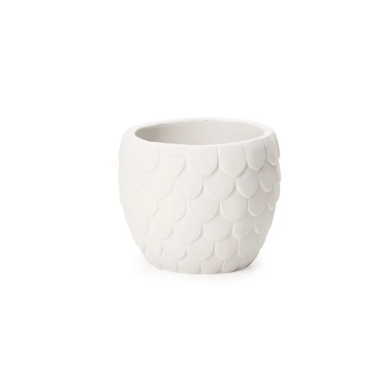 Cachepot Em Cimento Off White 13X 15,5X 15,5Cm