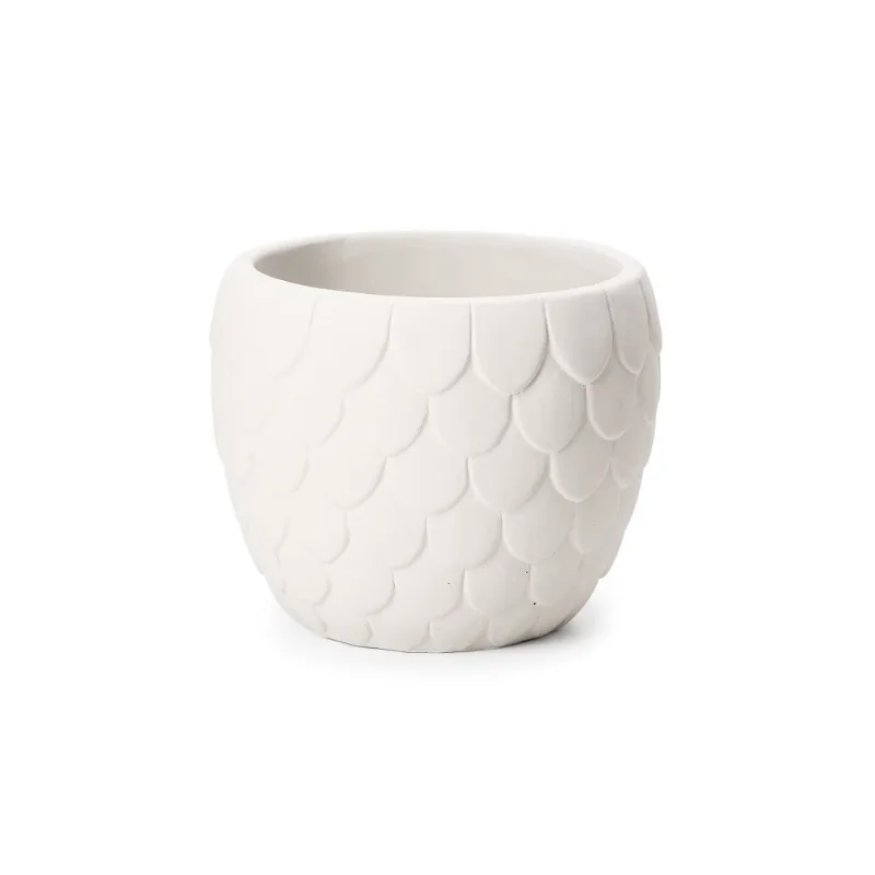 Cachepot Em Cimento Off White 15X 18X 18Cm