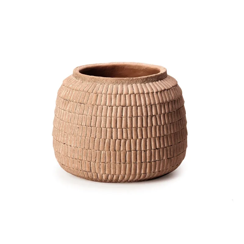 Cachepot Em Cimento Marrom 15X 19,5X 19,5Cm