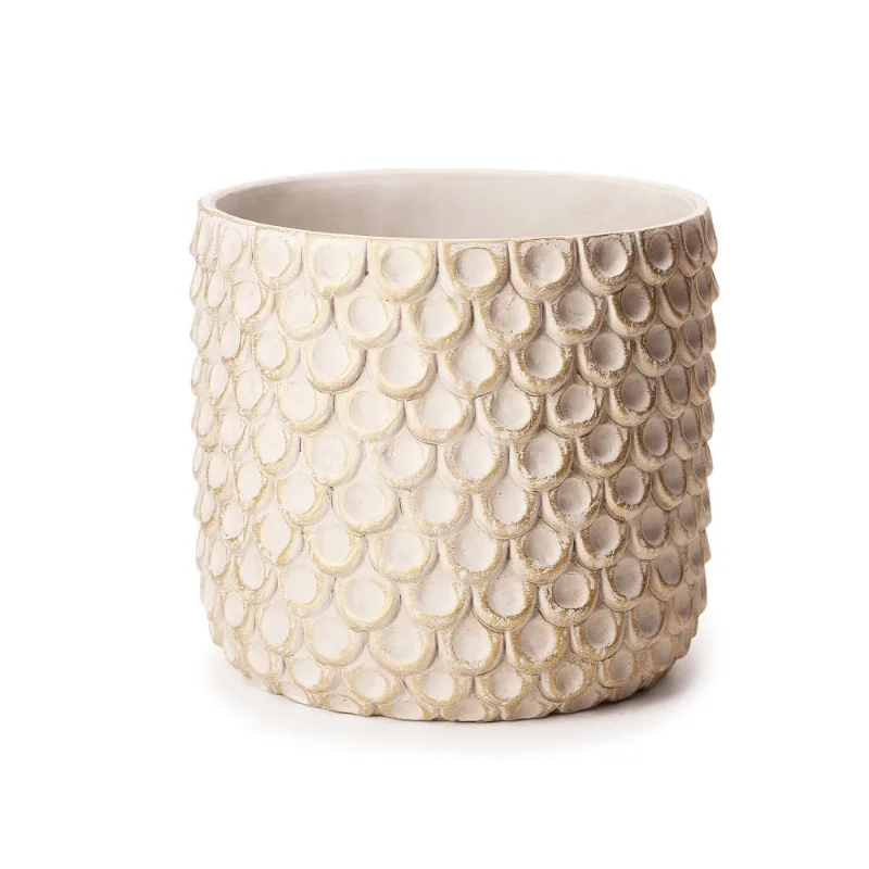 Cachepot Em Cimento Off White 22X 24X 24Cm