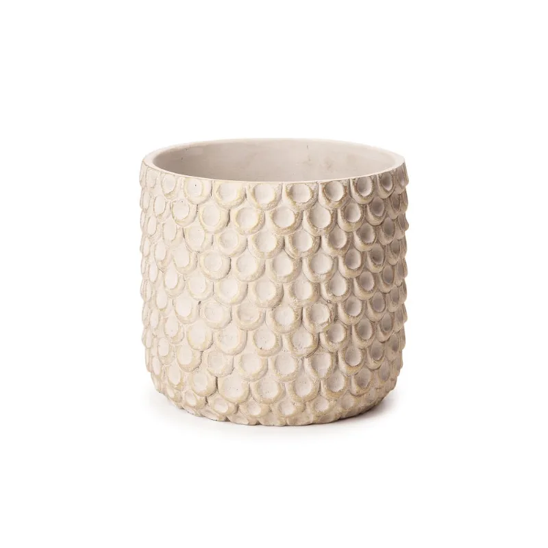 Cachepot Em Cimento Off White 18X 19,5X 19,5Cm