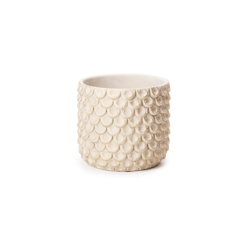 Cachepot Em Cimento Off White 14X 15,5X 15,5Cm