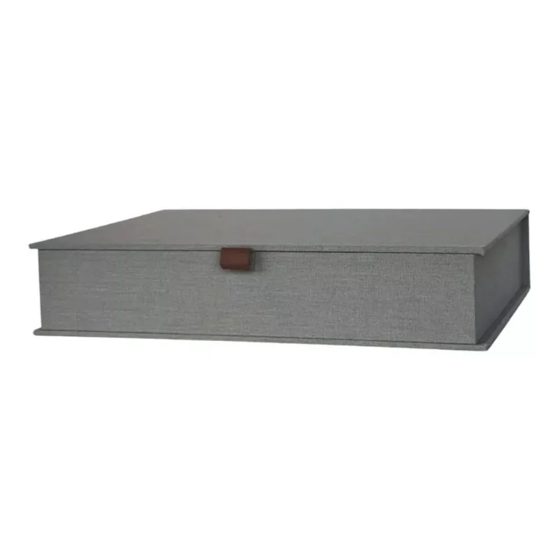 Caixa em mdf com revestimento em linho cinza G
