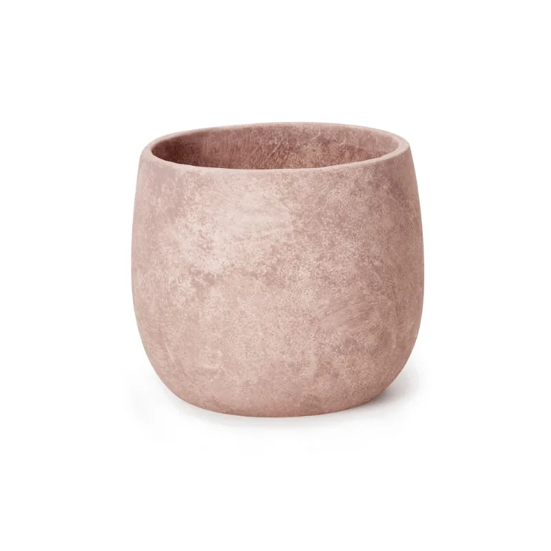 Cachepot Em Cimento Rosa 18,5X 21,5X 21,5Cm