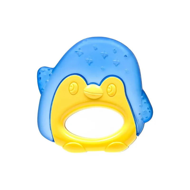 Mordedor Infantil Com Água Massageador De Gengiva Pinguim Azul 16270 - Buba