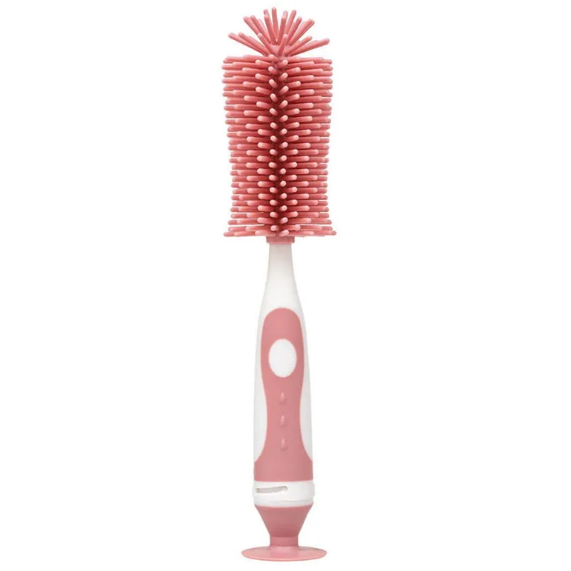 Escova Para Mamadeira Em Silicone Rosa - Buba