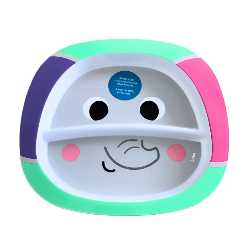 Pratinho Infantil Bubazoo Elefantinho c/ Divisórias Introdução Alimentar Bebês 16293 Buba