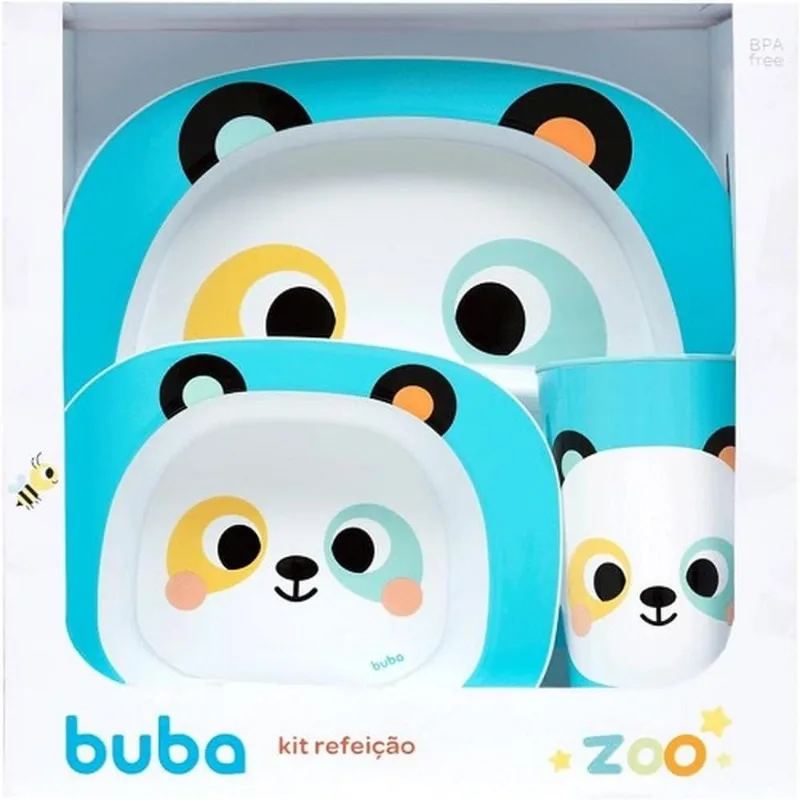 Kit Refeição Infantil 3 Peças Buba Panda Zoo 16305 (MP)