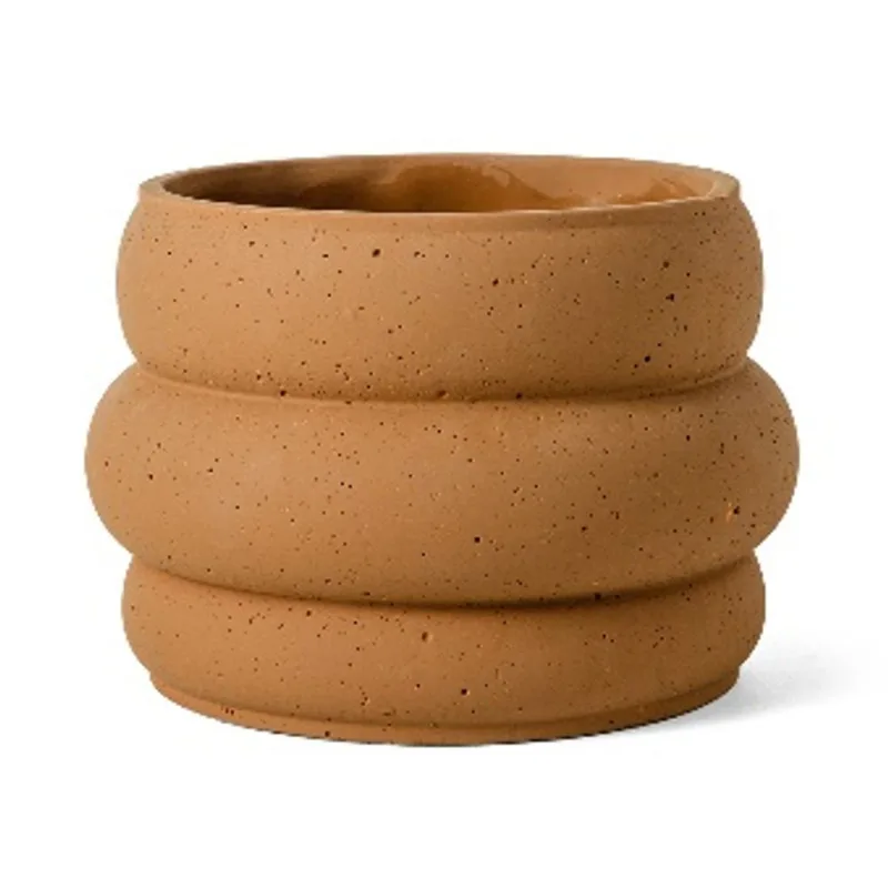 Cachepot Em Cimento Marrom 15X 21,5X 21,5Cm