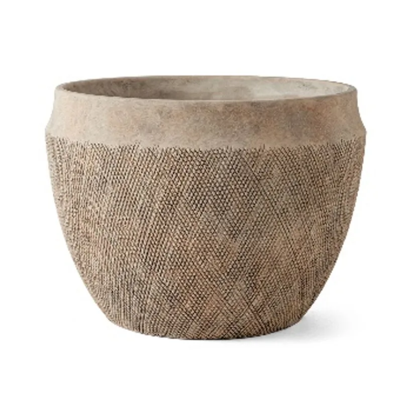 Cachepot Em Cimento Bege 19X 25,5X 25,5Cm