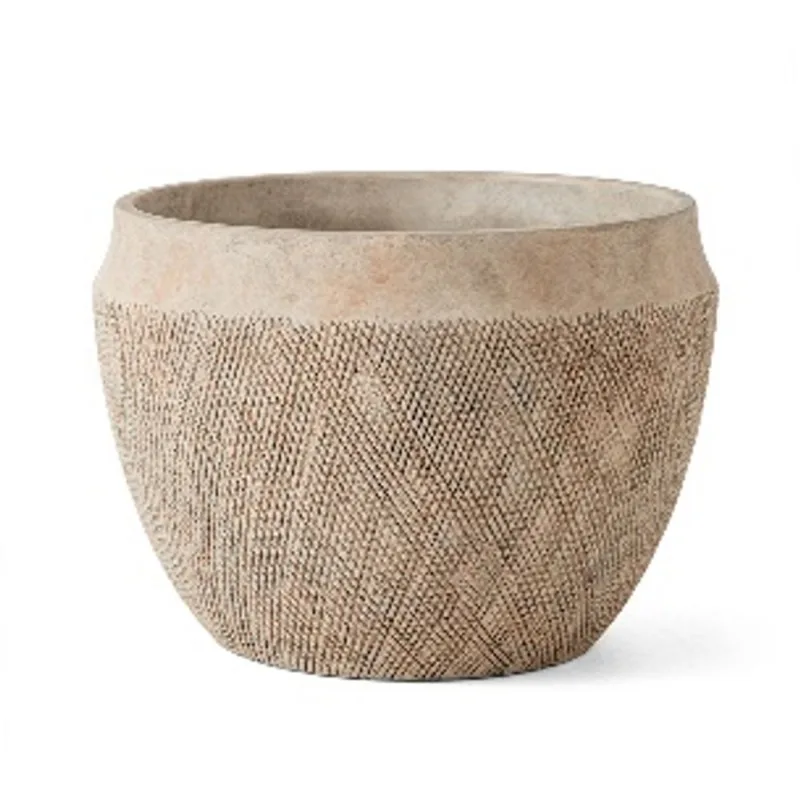 Cachepot Em Cimento Bege 16X 22X 22Cm