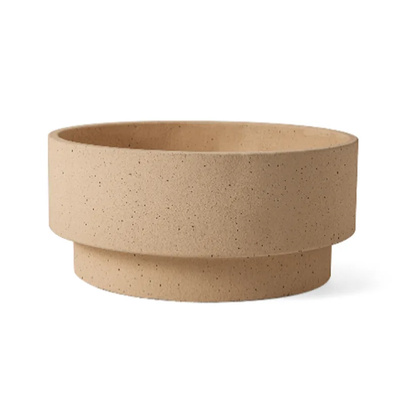 Cachepot Em Cimento Bege 11X 23X 23Cm