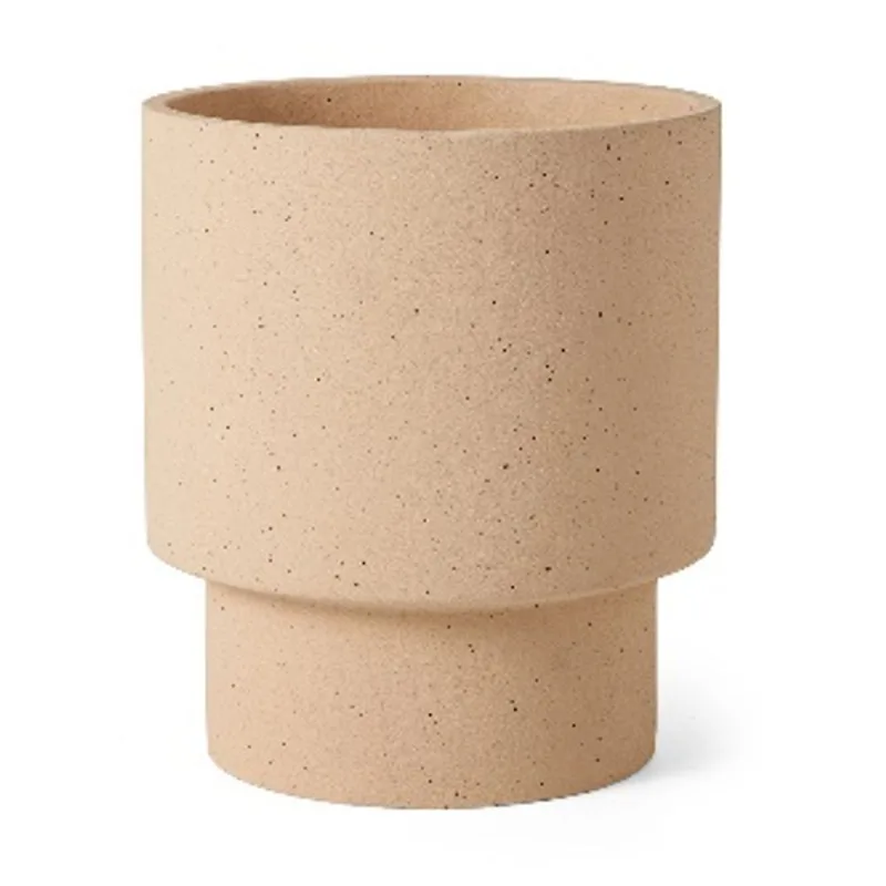 Cachepot Em Cimento Bege 19,5X 16,5X 16,5Cm