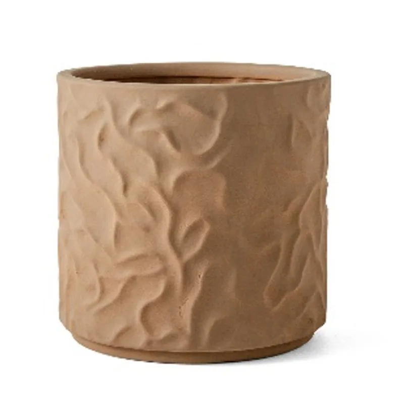 Cachepot Em Ceramica Cinza 19X 19,5X 19,5Cm