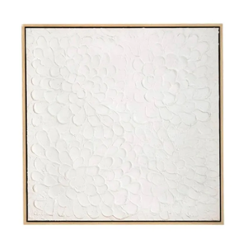 Quadro Em Canvas Texturizado Pétalas Mart 80x80cm Branco (MP)