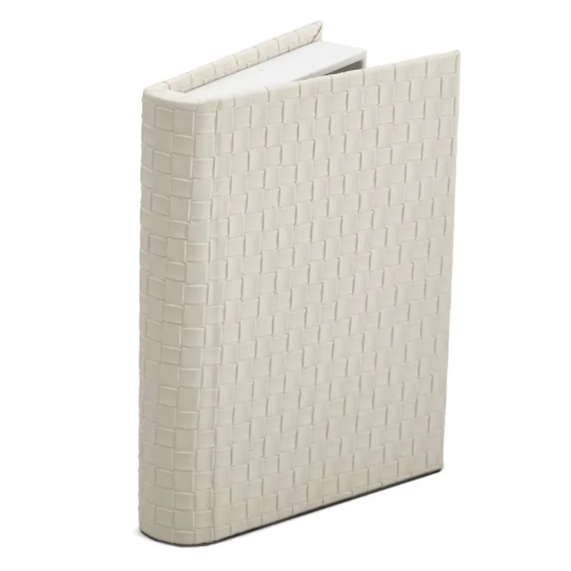Livro-caixa em mdf com revestimento em pu off white mart 20cm
