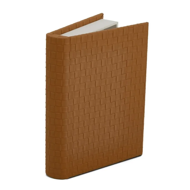 Livro-caixa em mdf com revestimento em pu caramelo mart