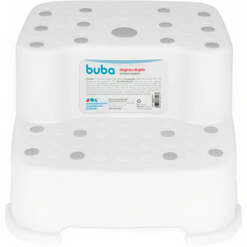Degrau Duplo Branco Bebe Infantil Antiderrapante 18018 Buba