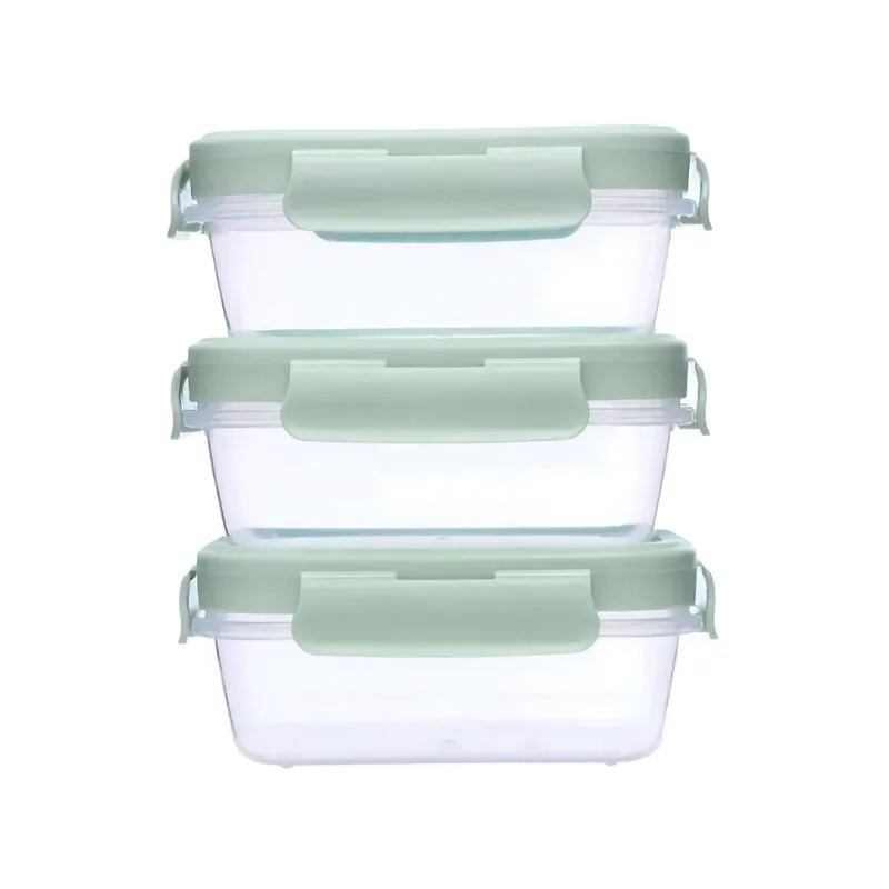Kit 3 Potinhos Hermeticos Com Trava 100ml Verde Buba 18058