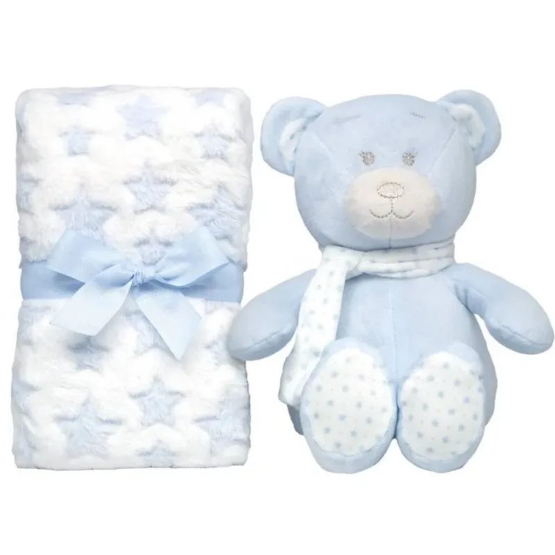 Kit Ursinho com Mantinha Soninho Buba - Azul