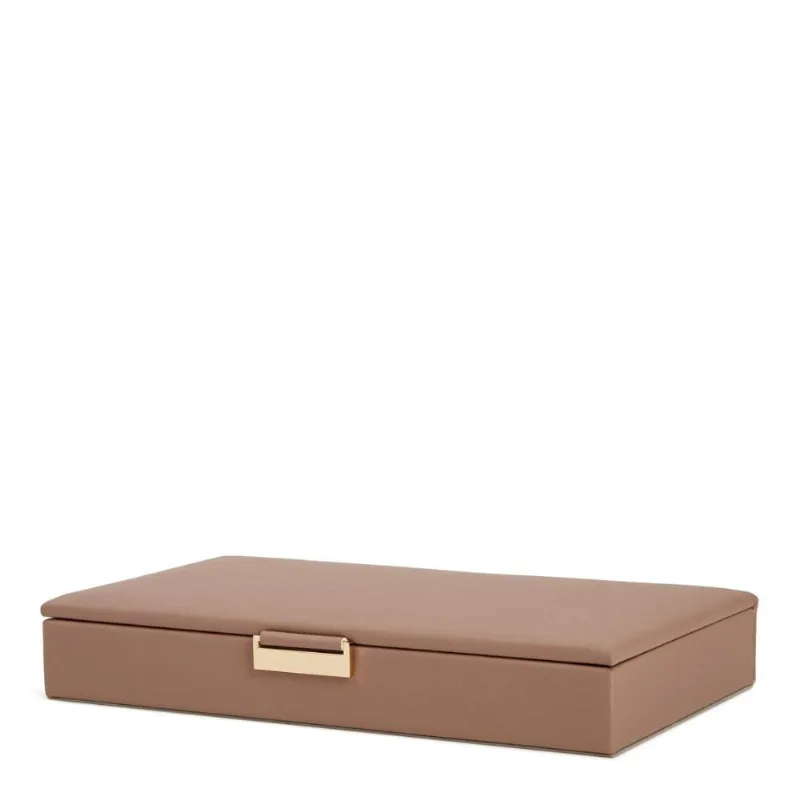 Caixa em mdf com revestimento em pu bege mart 27cm