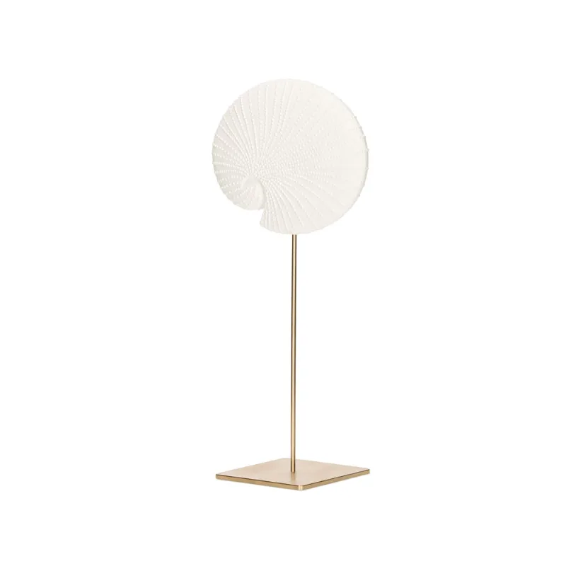 Escultura Concha em Poliresina 43cm Branco e Dourado Mart Presente
