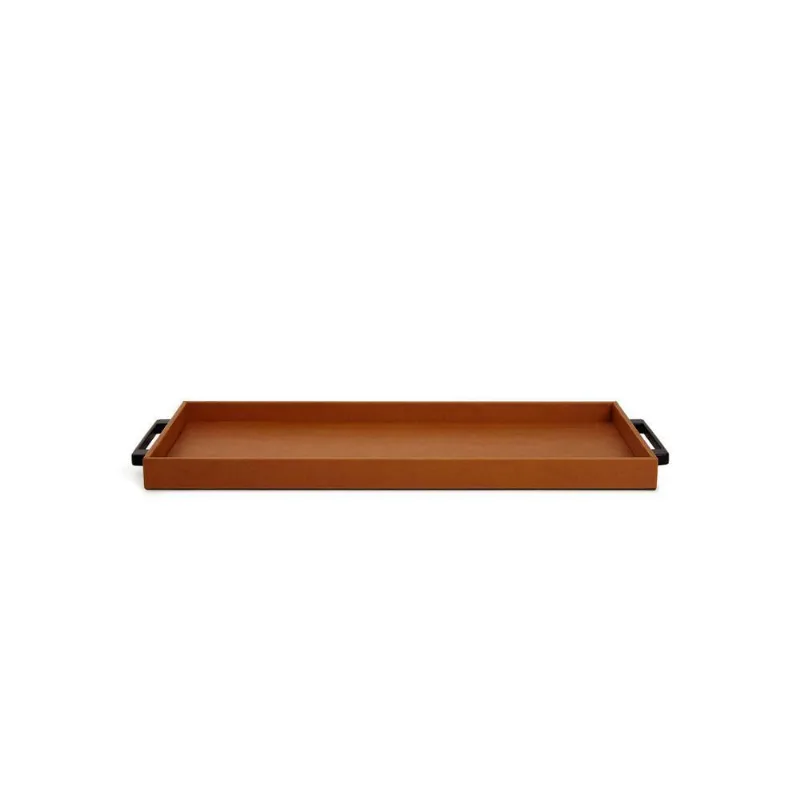 Bandeja Em Mdf Com Revestimento Sintético 19cm X 46cm Caramelo