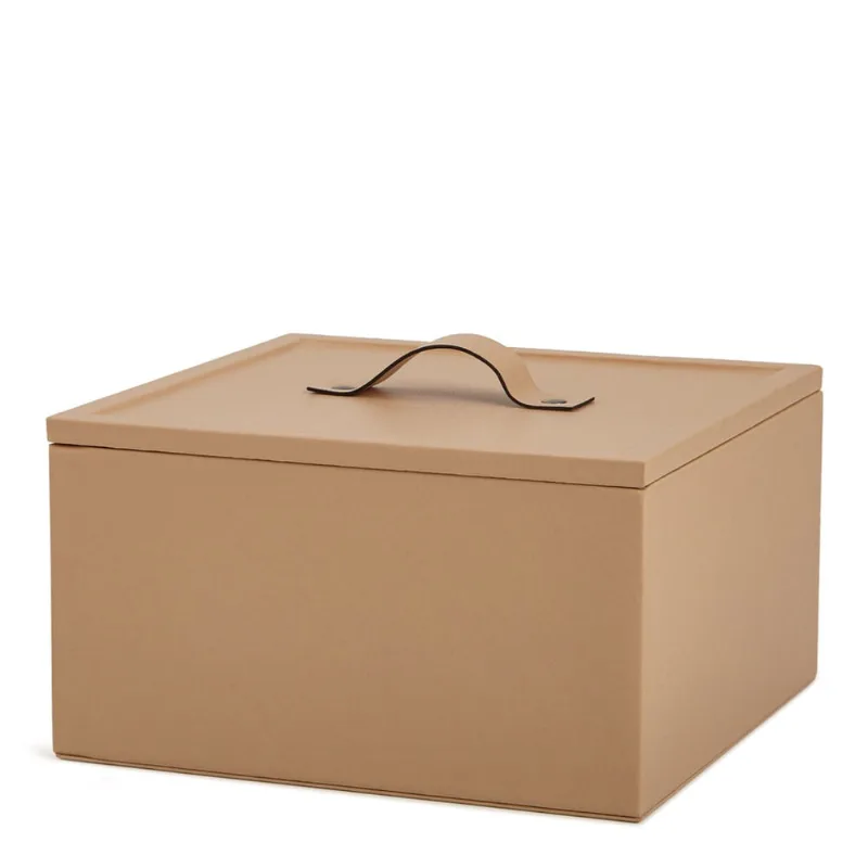 Caixa em mdf com revestimento em pu bege mart 17,5x10cm