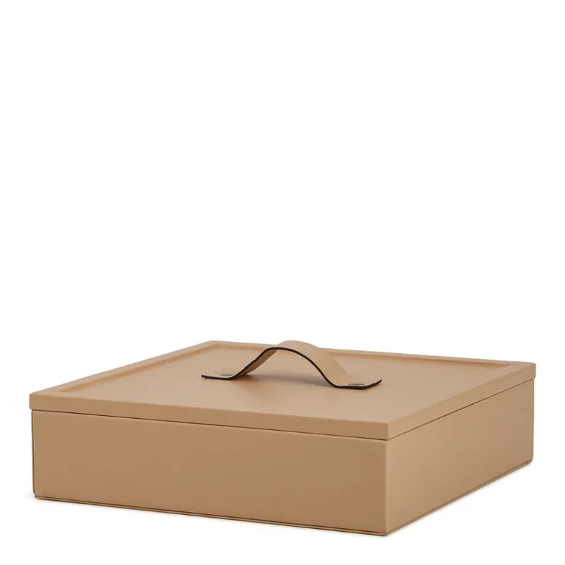 Caixa em mdf com revestimento em pu bege mart 17,5cm