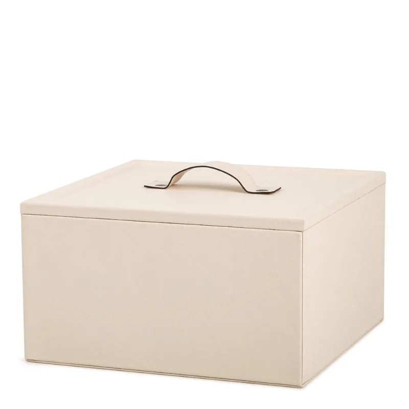 Caixa em mdf com revestimento em pu off white mart 17,5x10cm