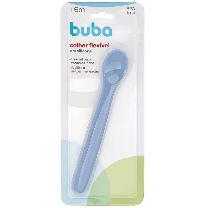 Colher Flexível em Silicone Buba Azul 18784 6M+